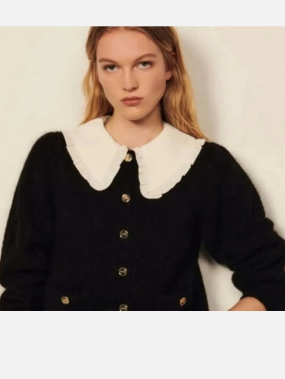 SANDRO WOOL MOHAIR KNITTED BUTTON FASTENING CARDIGAN - Picture 3 of 10